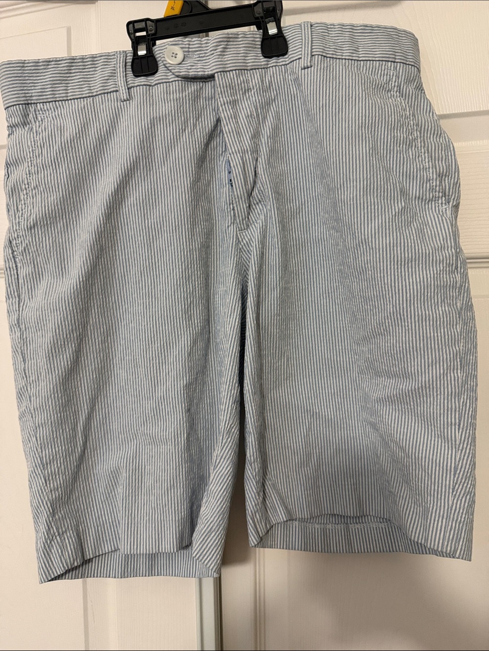 Saks Fifth Avenue Black Label Light Blue Pinstripe Flat Front Shorts
